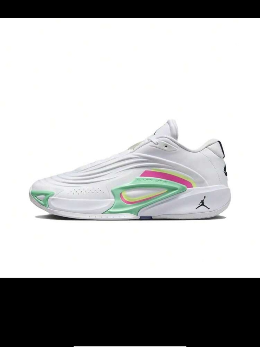 Jordan Men's White Sneakers with Green and Pink Accents